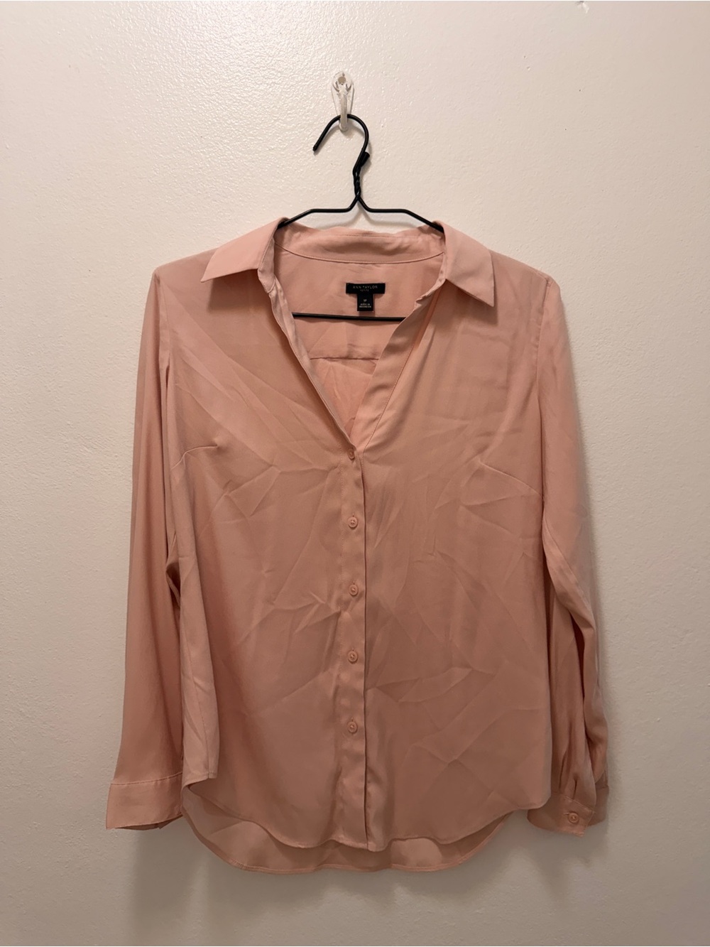 Ann Taylor Petite Blush Pink Button Down Blouse Size SP